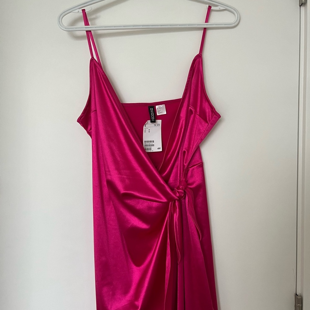 Satin Pink Wrap Dress